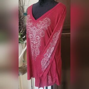 Plus Size Woman's Burnout, Embellished Tshirt by How Cute!Made in the USA